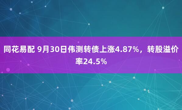 同花易配 9月30日伟测转债上涨4.87%，转股溢价率24.5%