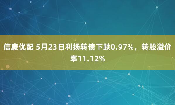 信康优配 5月23日利扬转债下跌0.97%，转股溢价率11.12%